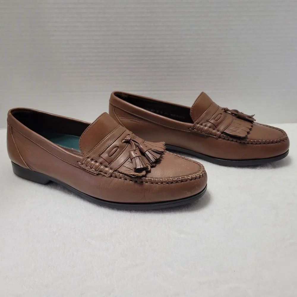 Florsheim Comfortech‎ 8D Brown Leather Mens Tassel Loafers JC 70167 Brazil